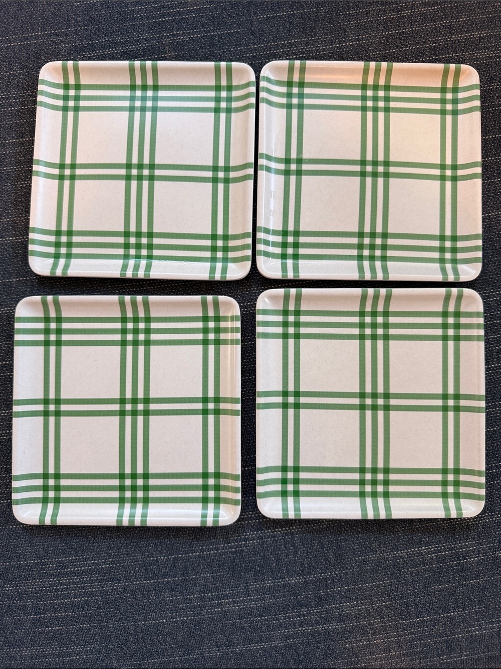 Hearth & Hand with Magnolia Green Stripe Bamboo Melamine Square Appetizer Plates
